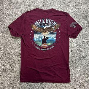 Harley Davidson T Shirt Womens Medium Maroon Denver Colorado Honoring Military